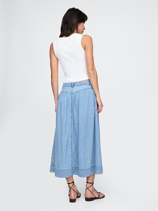 Gap Denim Western Yoke Midi Skirt