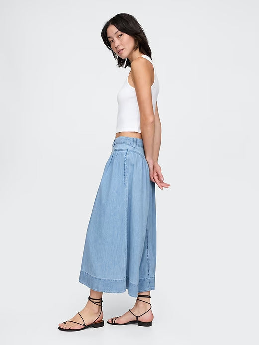 Gap Denim Western Yoke Midi Skirt
