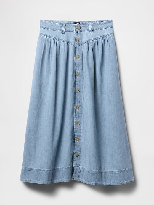Gap Denim Western Yoke Midi Skirt