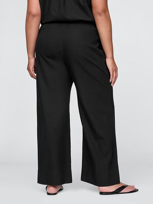 Gap Linen-Blend Easy Wide-Hem Pants
