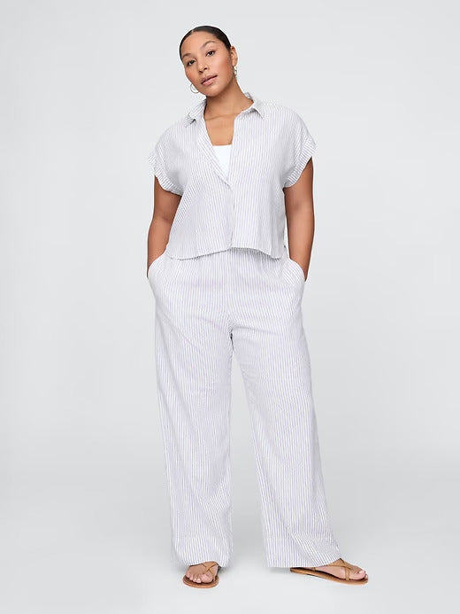 Gap Linen-Blend Easy Wide-Hem Pants
