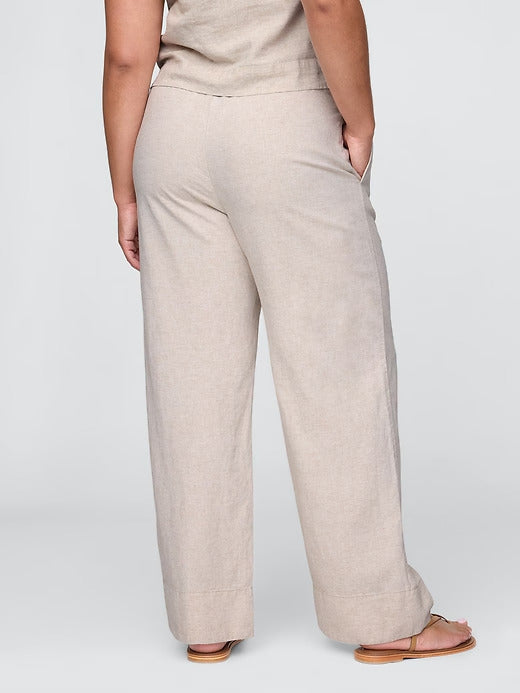 Gap Linen-Blend Easy Wide-Hem Pants