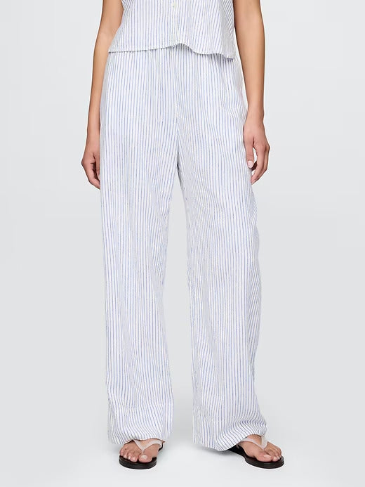 Gap Linen-Blend Easy Wide-Hem Pants