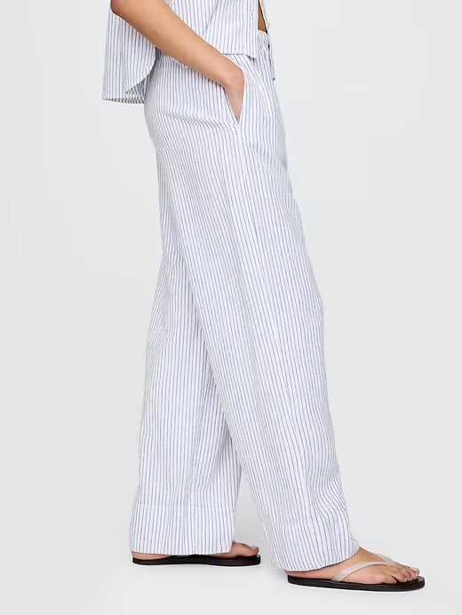 Gap Linen-Blend Easy Wide-Hem Pants
