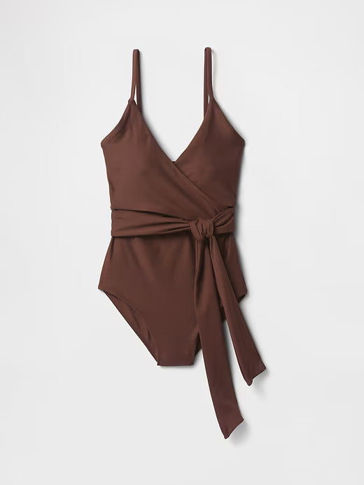 Gap Tie-Knot Cutout Wrap One-Piece Swimsuit