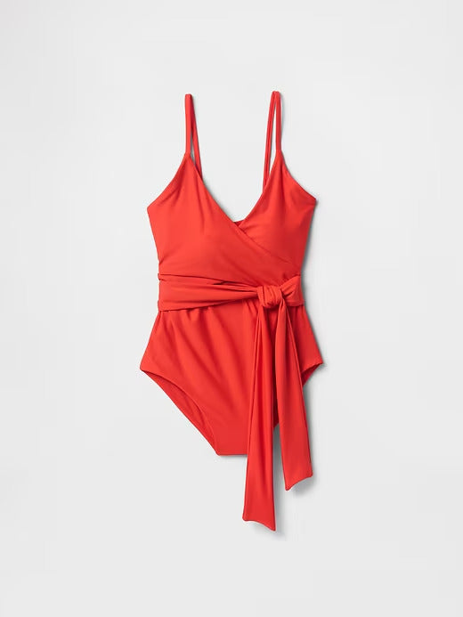 Gap Tie-Knot Cutout Wrap One-Piece Swimsuit