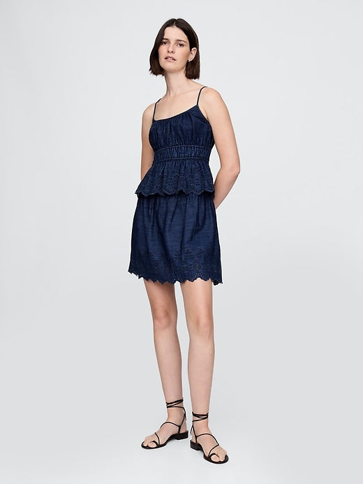 Gap Smocked Eyelet Denim Cami
