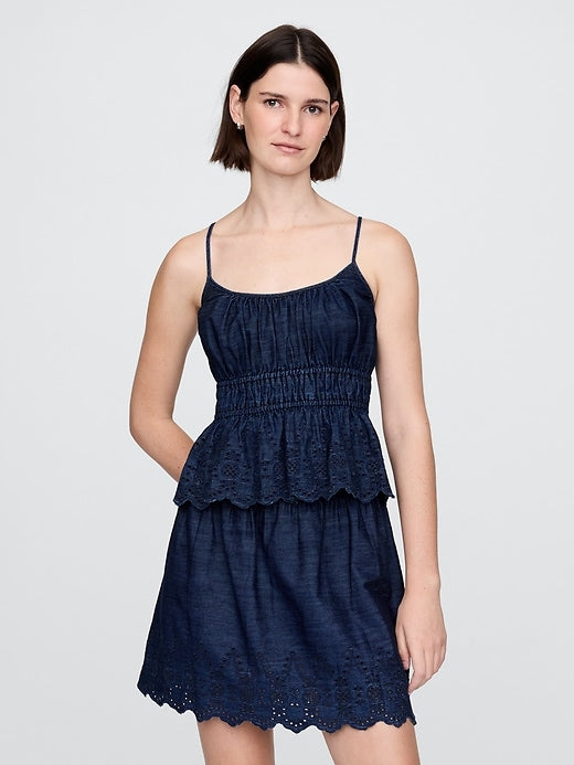Gap Smocked Eyelet Denim Cami