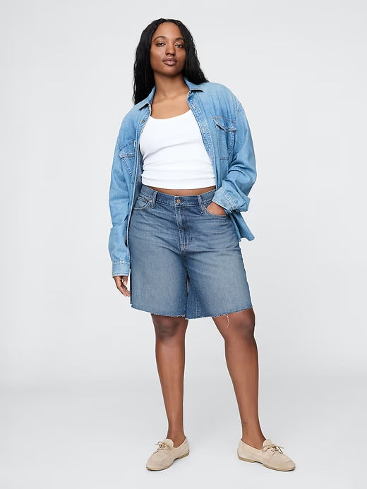 Gap 8" Mid Rise '90s Loose Denim Bermuda Shorts