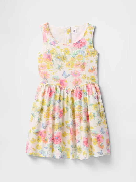 Gap Kids Linen-Cotton Floral Dress