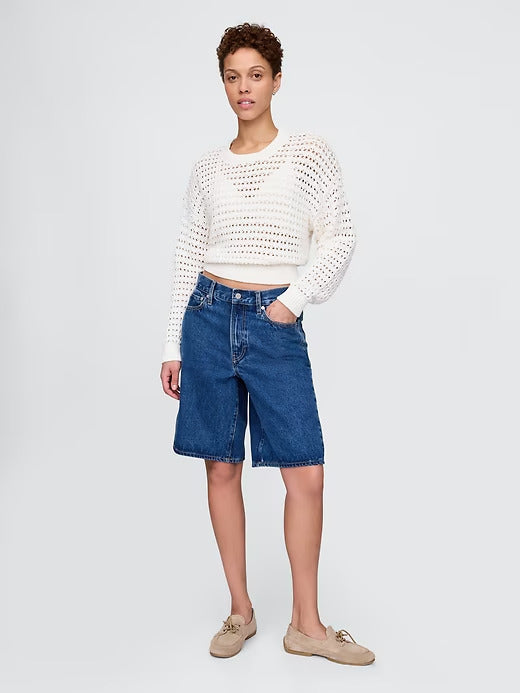 Gap 100% Cotton Crochet Crewneck Sweater