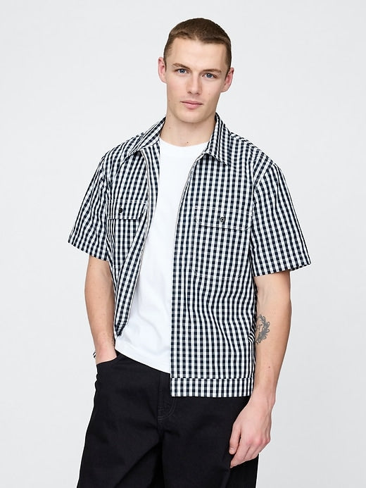 Gap Poplin Full-Zip Pocket Shirt