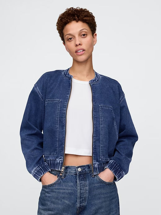 Gap Knit Denim Bomber Jacket