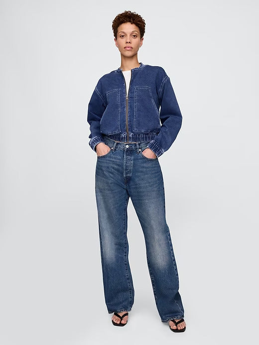 Gap Knit Denim Bomber Jacket