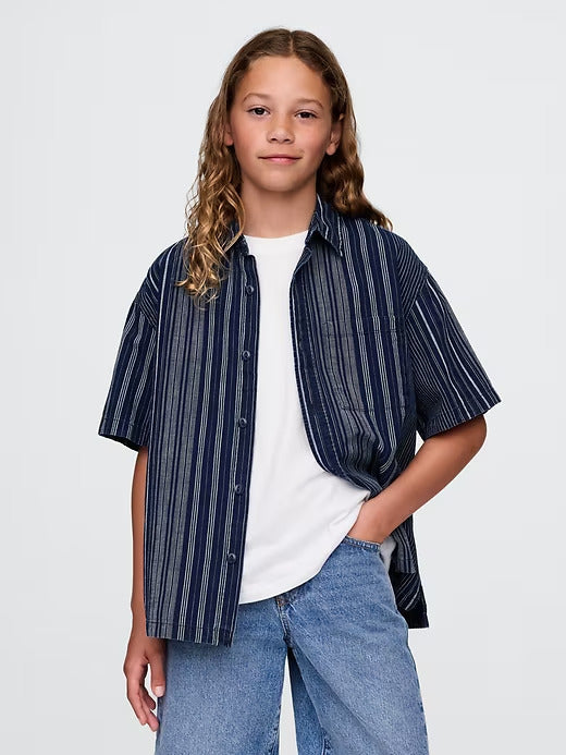 Gap Kids Relaxed Indigo Stripe Shirt