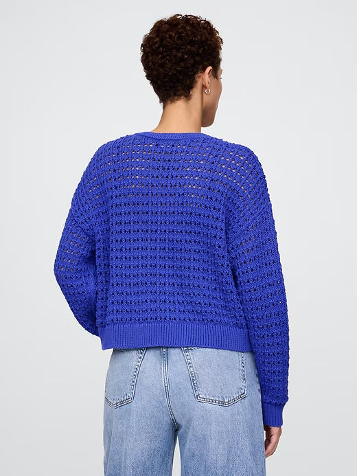 Gap 100% Cotton Crochet Crewneck Sweater