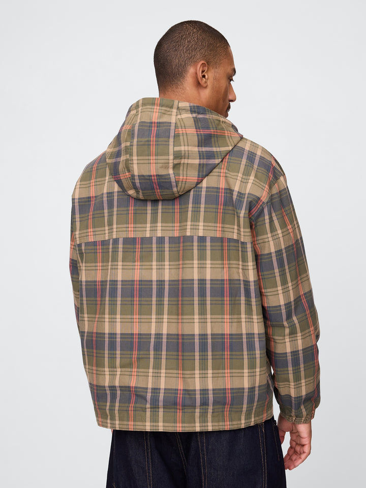 GAP Oversized Plaid Canvas Anorak Jacket