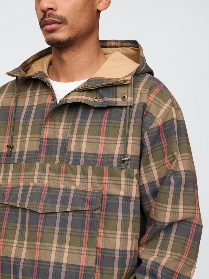 GAP Oversized Plaid Canvas Anorak Jacket