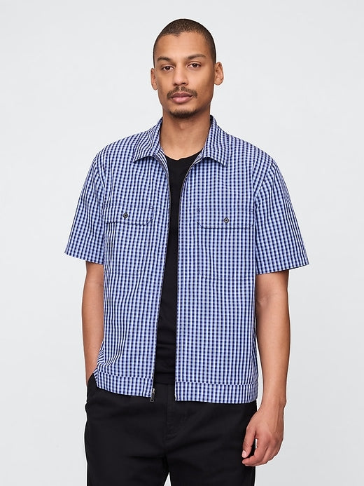 Gap Poplin Full-Zip Pocket Shirt