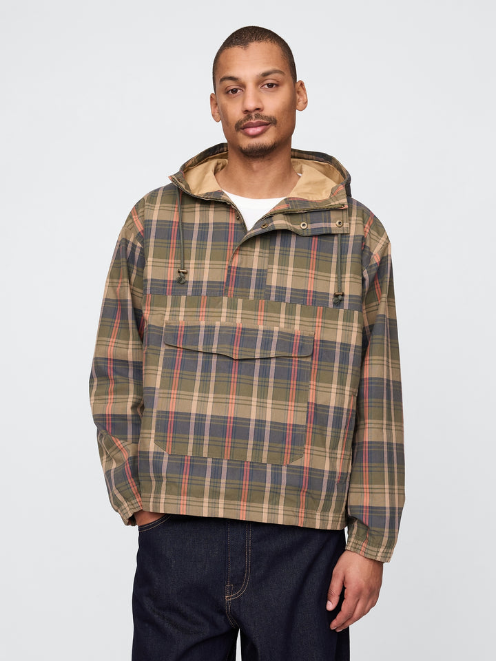 GAP Oversized Plaid Canvas Anorak Jacket