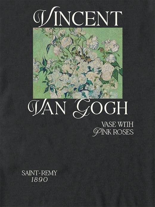 Gap Van Gogh Pink Roses Graphic T-Shirt