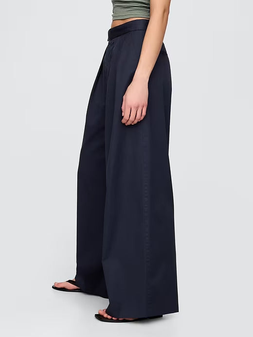 Gap High Rise Twill Pleated Wide-Leg Khakis