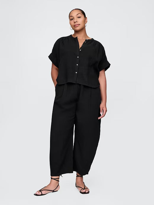 Gap Crinkle Gauze Easy Barrel Pants