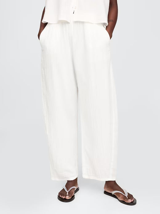 Gap Crinkle Gauze Easy Barrel Pants