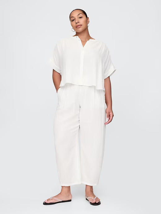 Gap Crinkle Gauze Easy Barrel Pants