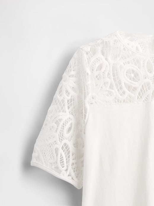 Gap Organic Cotton VintageSoft Heavyweight Lace Top