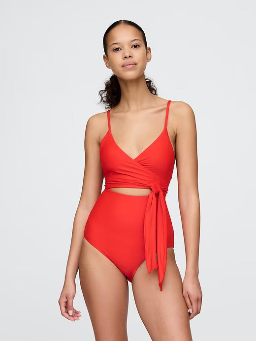 Gap Tie-Knot Cutout Wrap One-Piece Swimsuit