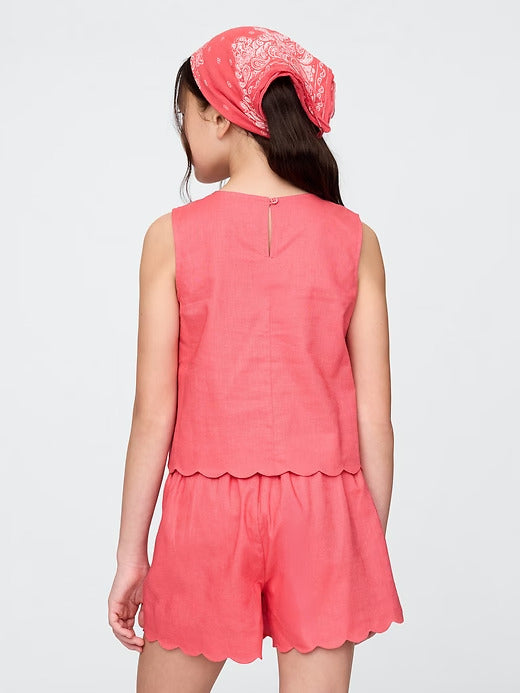 Gap Kids Linen-Cotton Scalloped Top