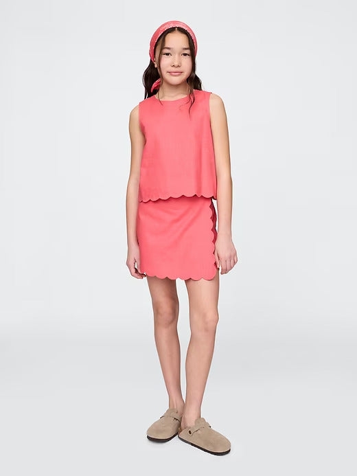 Gap Kids Linen-Cotton Scalloped Top