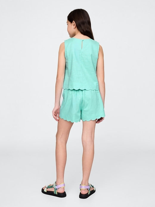 Gap Kids Linen-Cotton Scalloped Wrap Skort