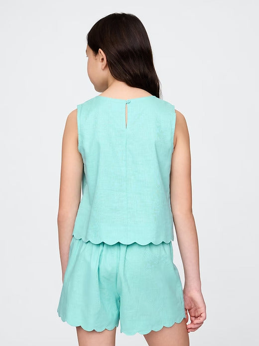 Gap Kids Linen-Cotton Scalloped Top