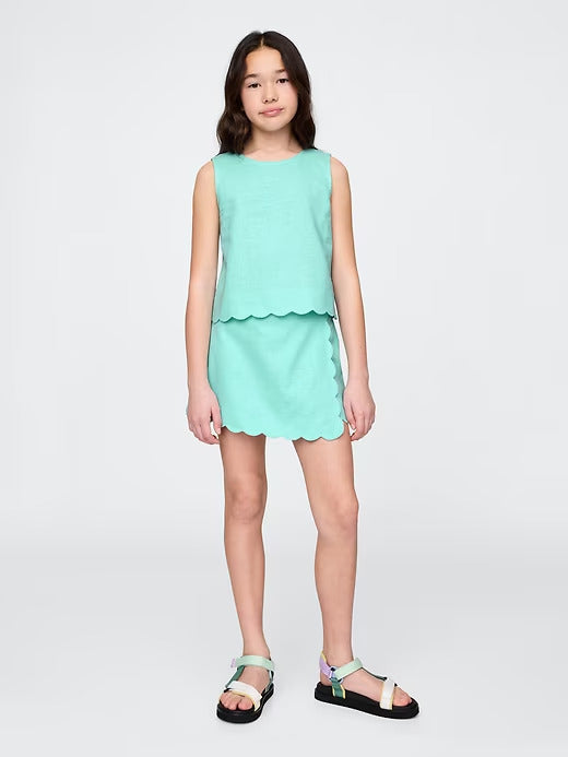 Gap Kids Linen-Cotton Scalloped Top