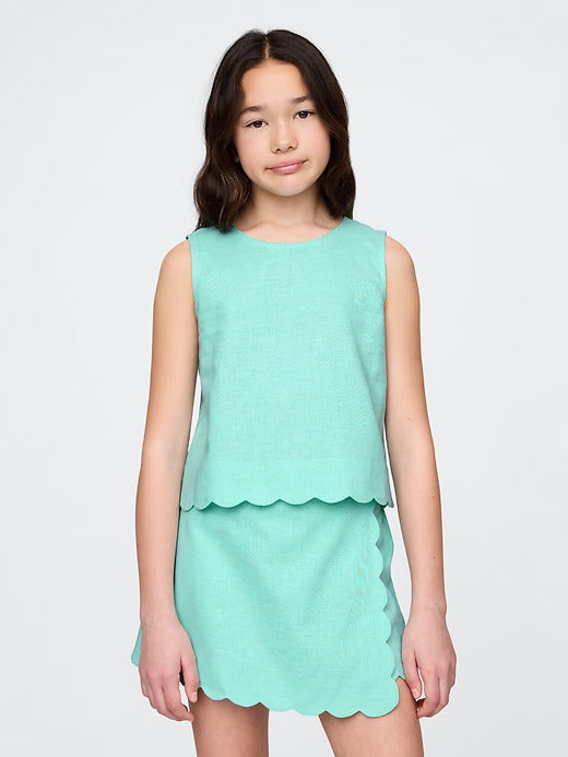 Gap Kids Linen-Cotton Scalloped Top