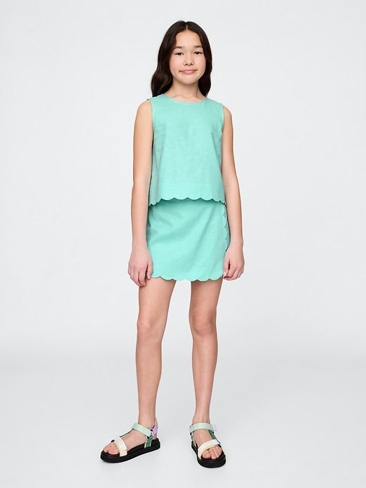 Gap Kids Linen-Cotton Scalloped Wrap Skort