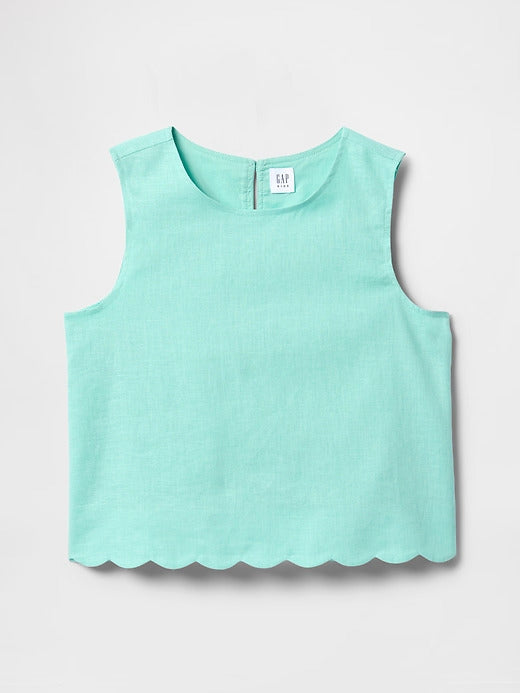 Gap Kids Linen-Cotton Scalloped Top