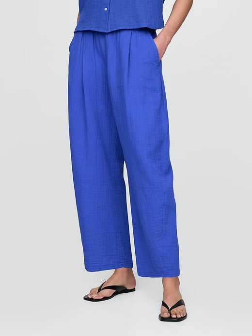 Gap Crinkle Gauze Easy Barrel Pants