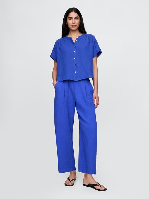 Gap Crinkle Gauze Easy Barrel Pants