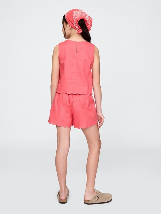 Gap Kids Linen-Cotton Scalloped Wrap Skort