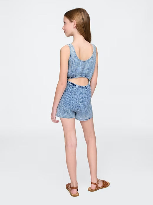 Gap Kids Crinkle Gauze Denim Romper