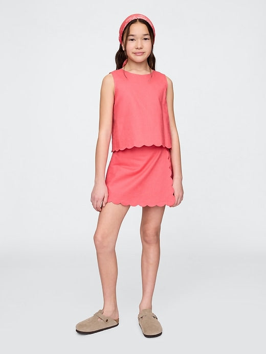 Gap Kids Linen-Cotton Scalloped Wrap Skort