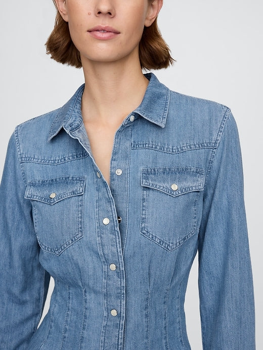Gap Western Denim Mini Shirtdress