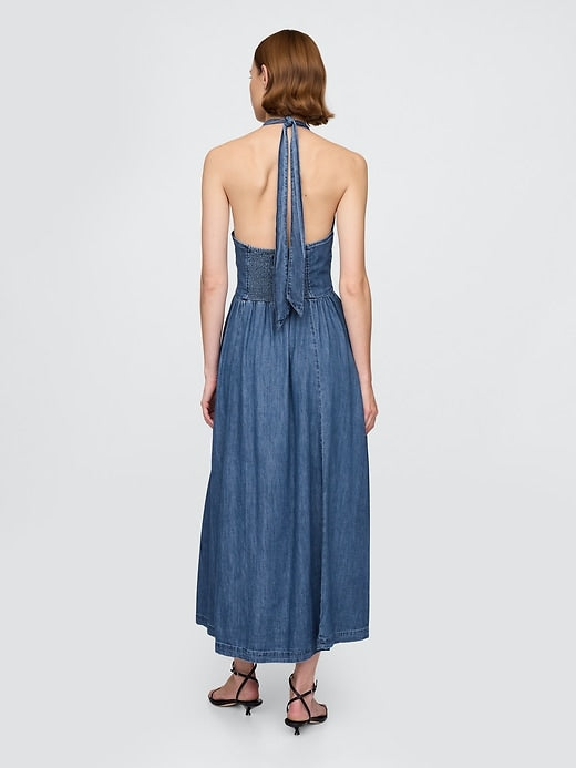 Gap Denim Tie-Back Halter Maxi Dress