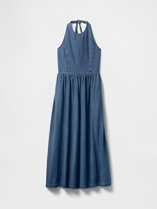 Gap Denim Tie-Back Halter Maxi Dress