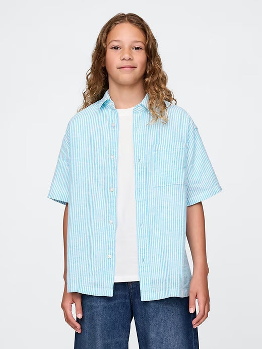 Gap Kids Linen-Cotton Relaxed Shirt
