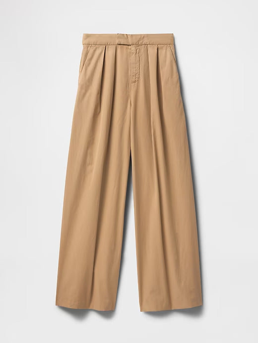Gap High Rise Twill Pleated Wide-Leg Khakis