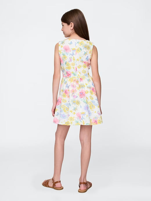 Gap Kids Linen-Cotton Floral Dress